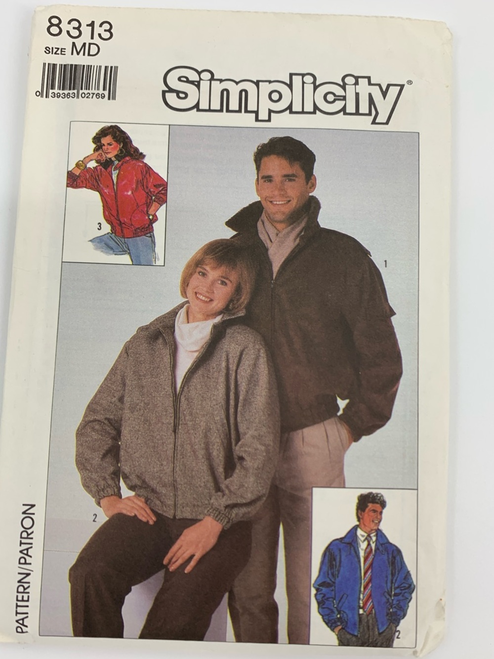 Simplicity Unisex Brown and TanBomber Jacket Pattern 8313 - Classic Zip Front